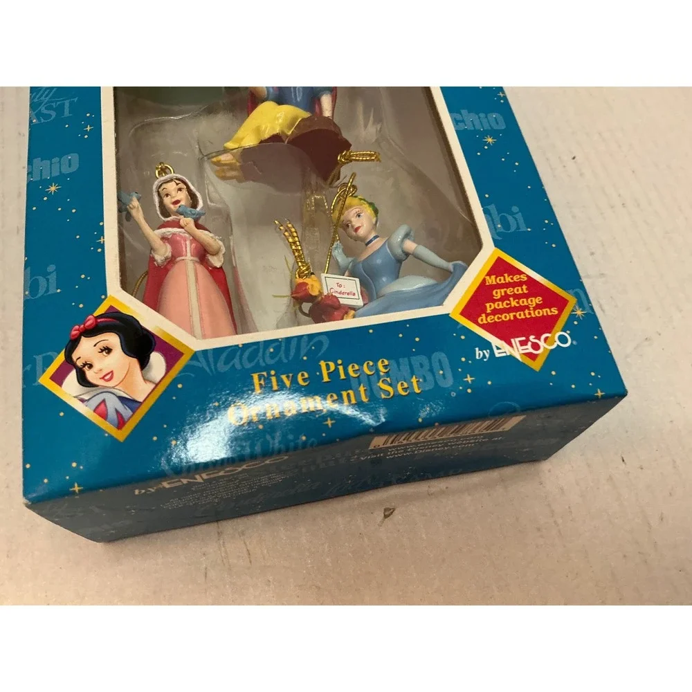 Enesco Vintage Disney Classics 5 Piece Ornament Set Snow White Cinderella Bambi